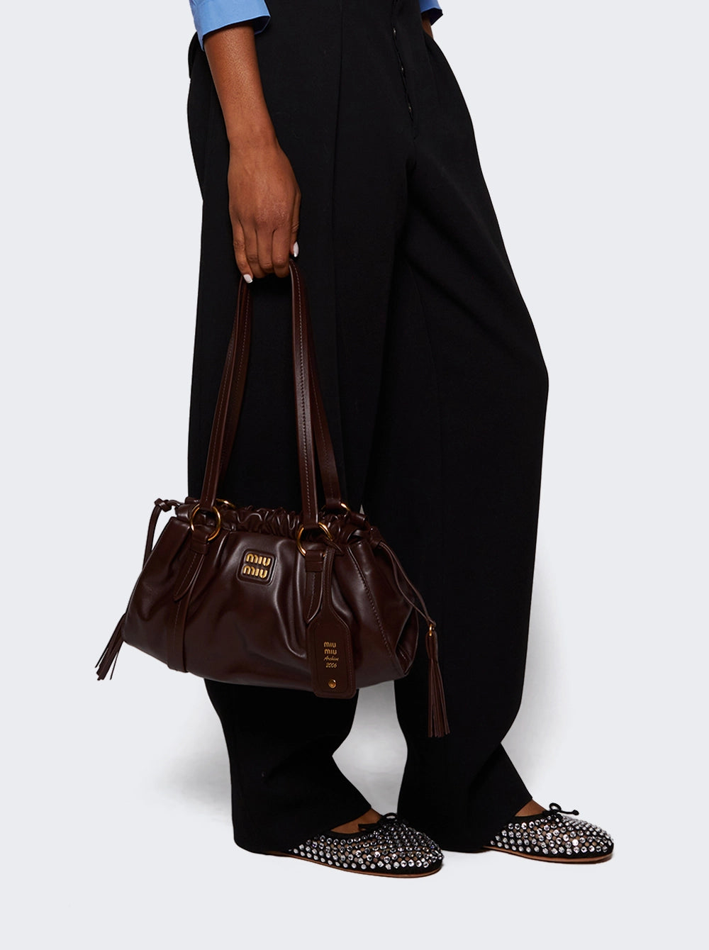 MIU MIU - Joie Nappa Leather Bag Brown