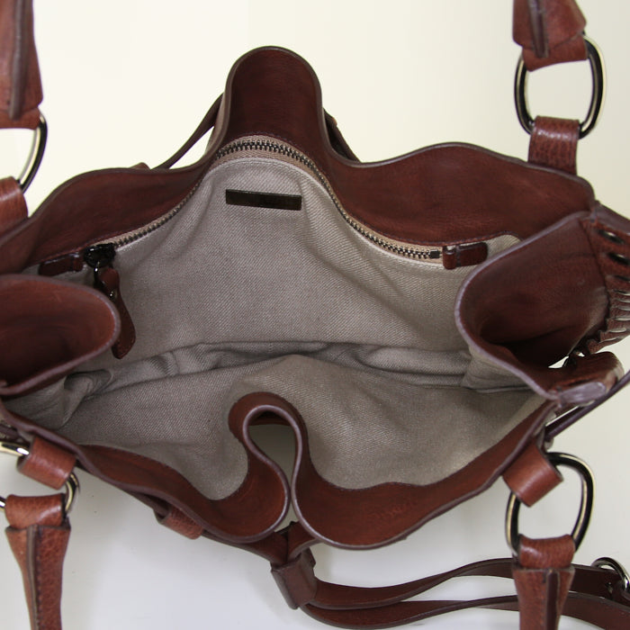 Miu Miu brown leather studded shoulder bag