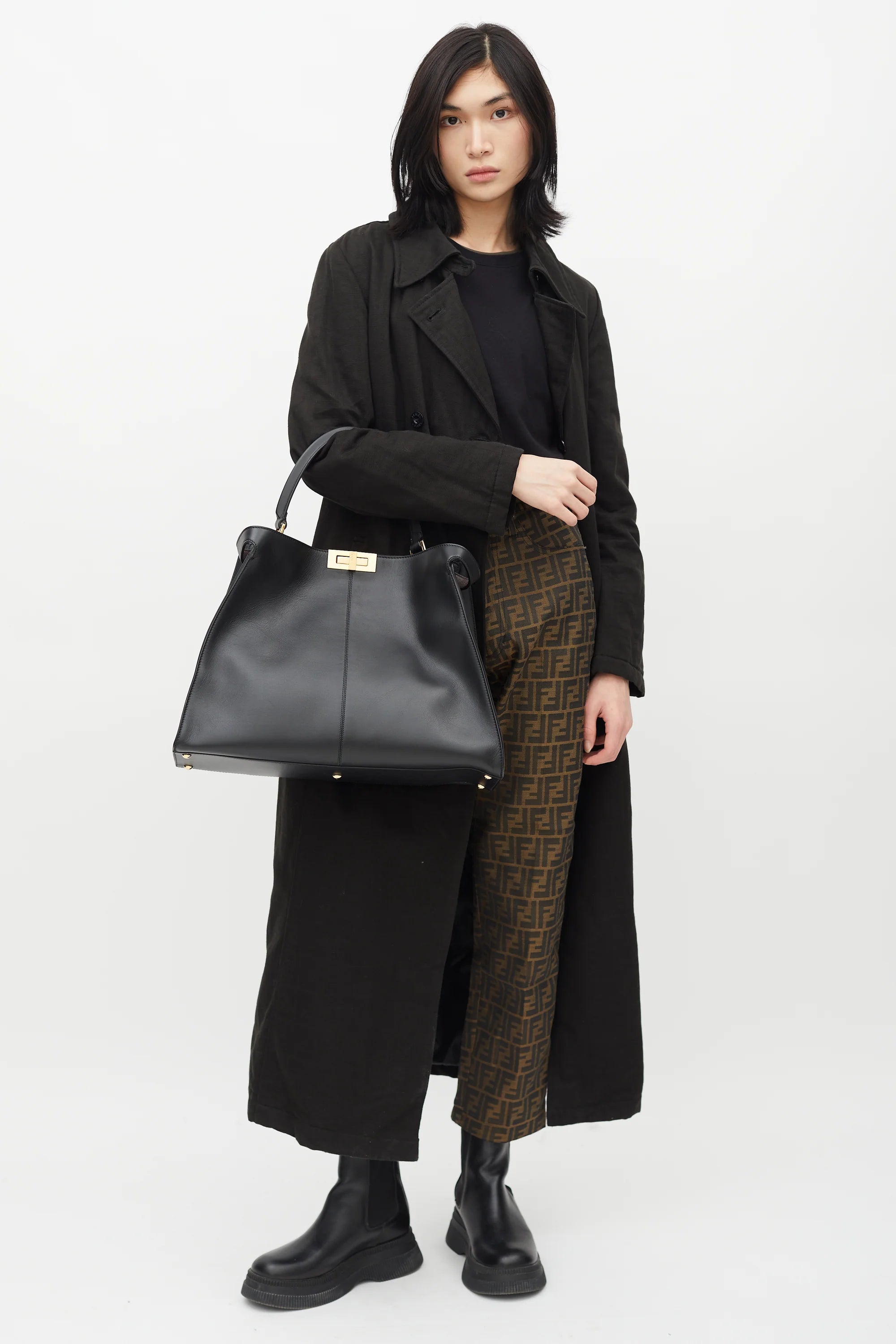 Fendi - Black Leather Peekaboo Bag