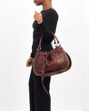 Load image into Gallery viewer, Miu Miu brown leather studded shoulder bag
