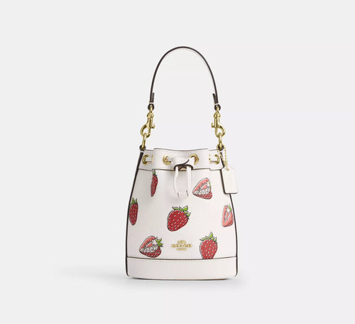 Coach Mini Bucket Bag With Strawberry Print