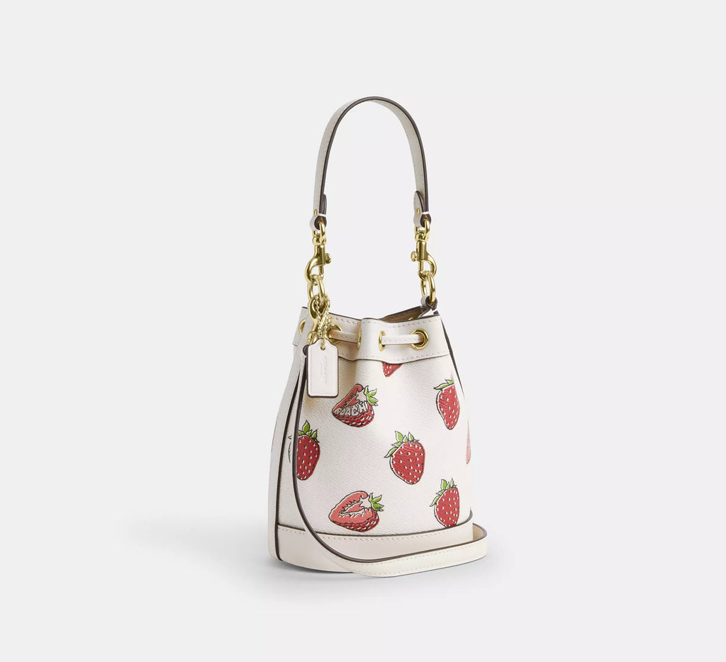 Coach Mini Bucket Bag With Strawberry Print