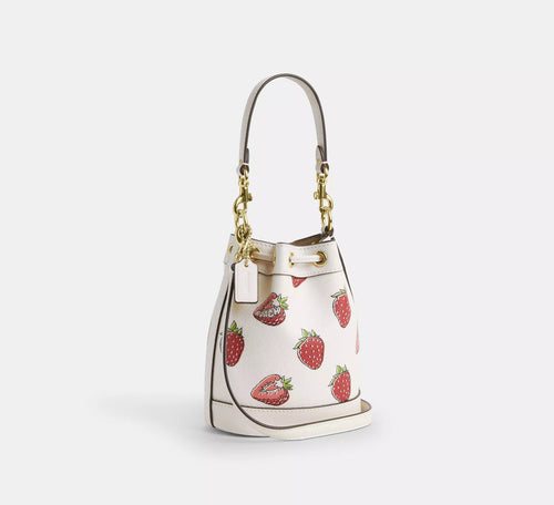 Coach Mini Bucket Bag With Strawberry Print
