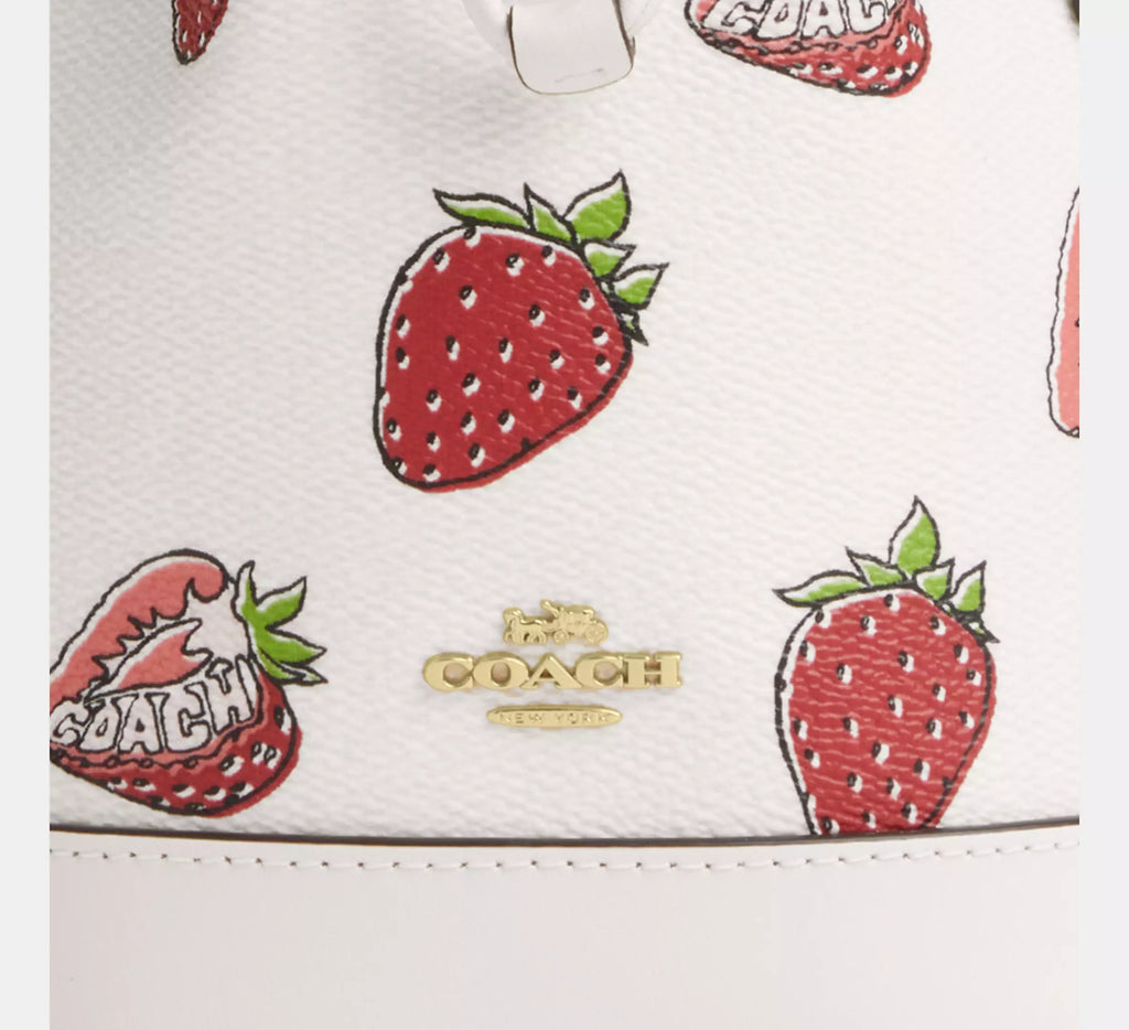 Coach Mini Bucket Bag With Strawberry Print