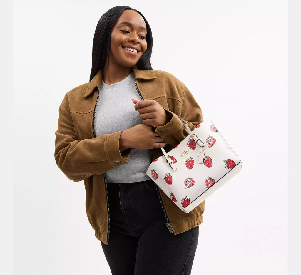Coach Mollie Tote Bag 25 With Strawberry Print
