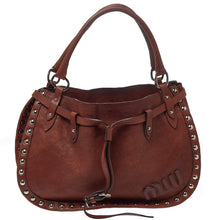 Load image into Gallery viewer, Miu Miu brown leather studded shoulder bag