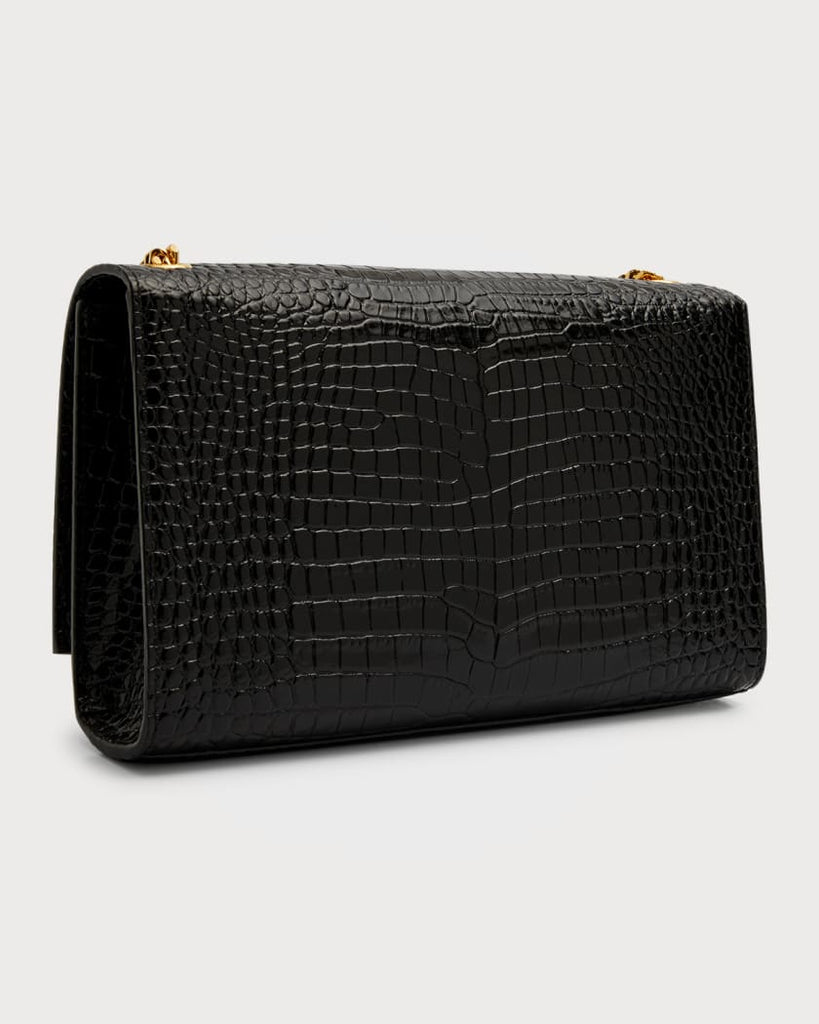 YSL KATE MEDIUM TASSEL BAG IN CROCODILE-EMBOSSED LEATHER