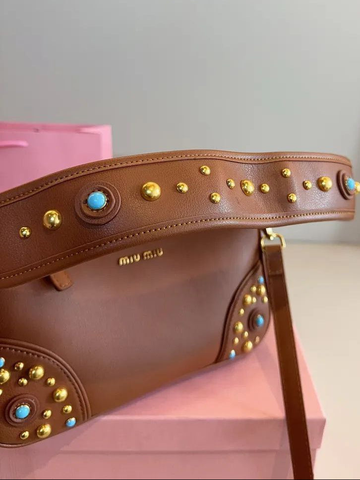 Miu Miu studded leather shoulder bag