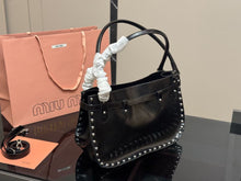 Load image into Gallery viewer, Miu Miu brown leather studded shoulder bag