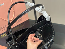 Load image into Gallery viewer, Miu Miu brown leather studded shoulder bag