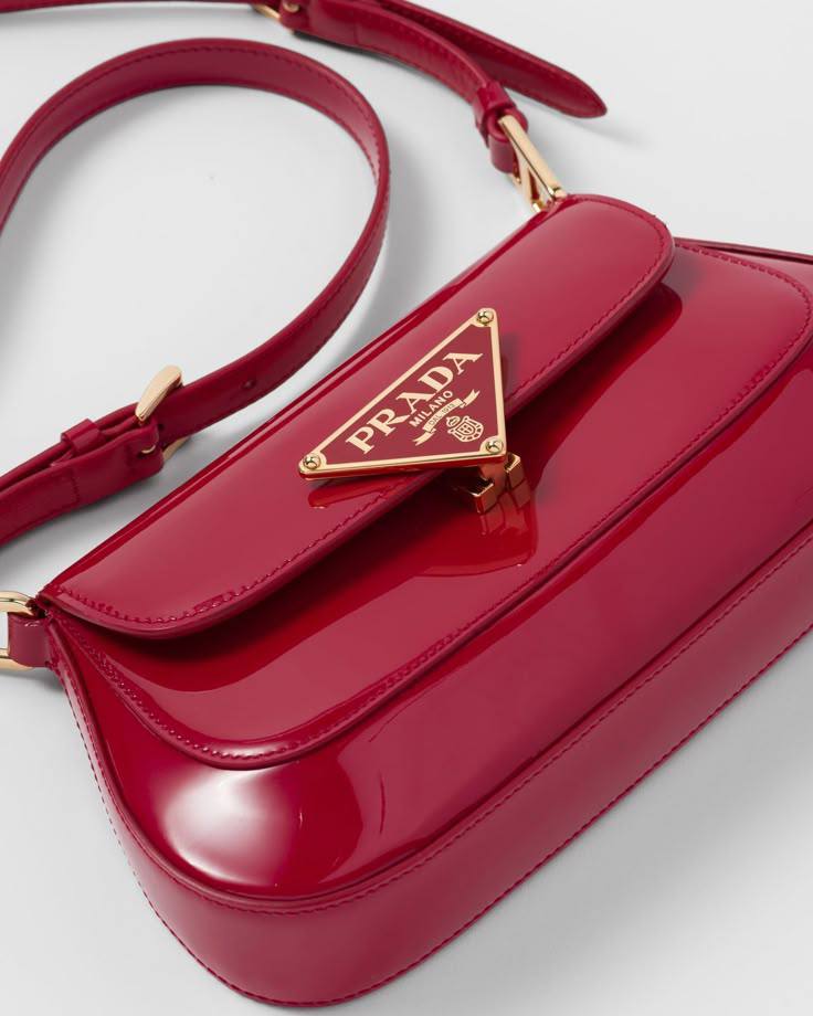 Prada Cleo Patent-leather Shoulder Bag in Red Lyst UK