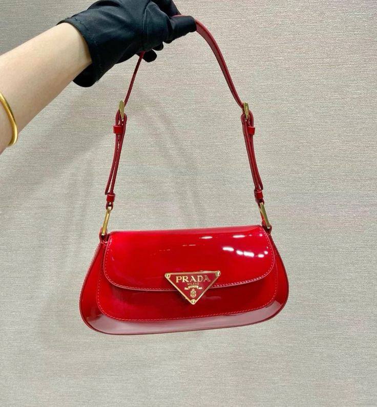 Prada Cleo Patent-leather Shoulder Bag in Red Lyst UK